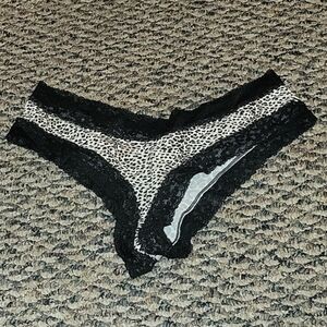 Victoria's Secret Black and White Cheeky Leopard Print Panties